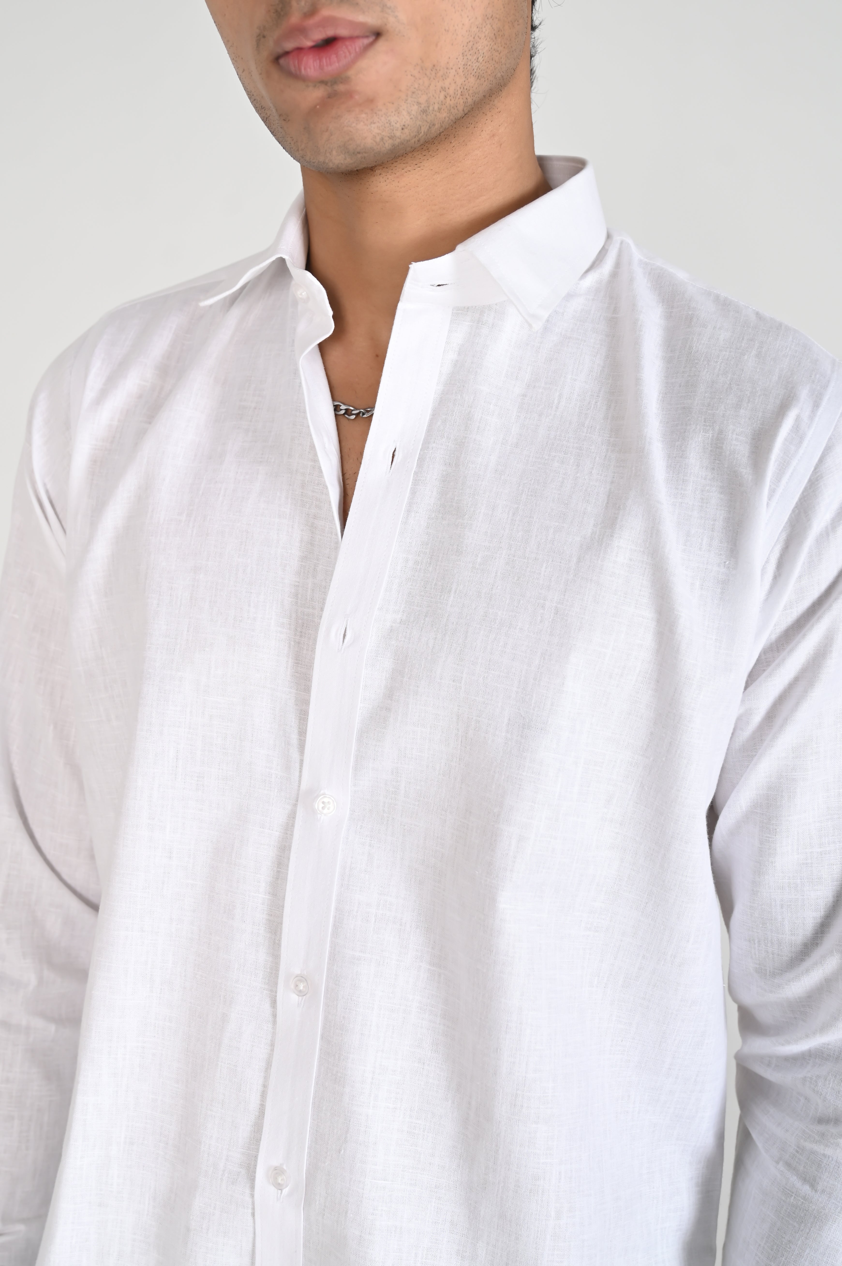Men’s Classic White Linen Cotton Shirt