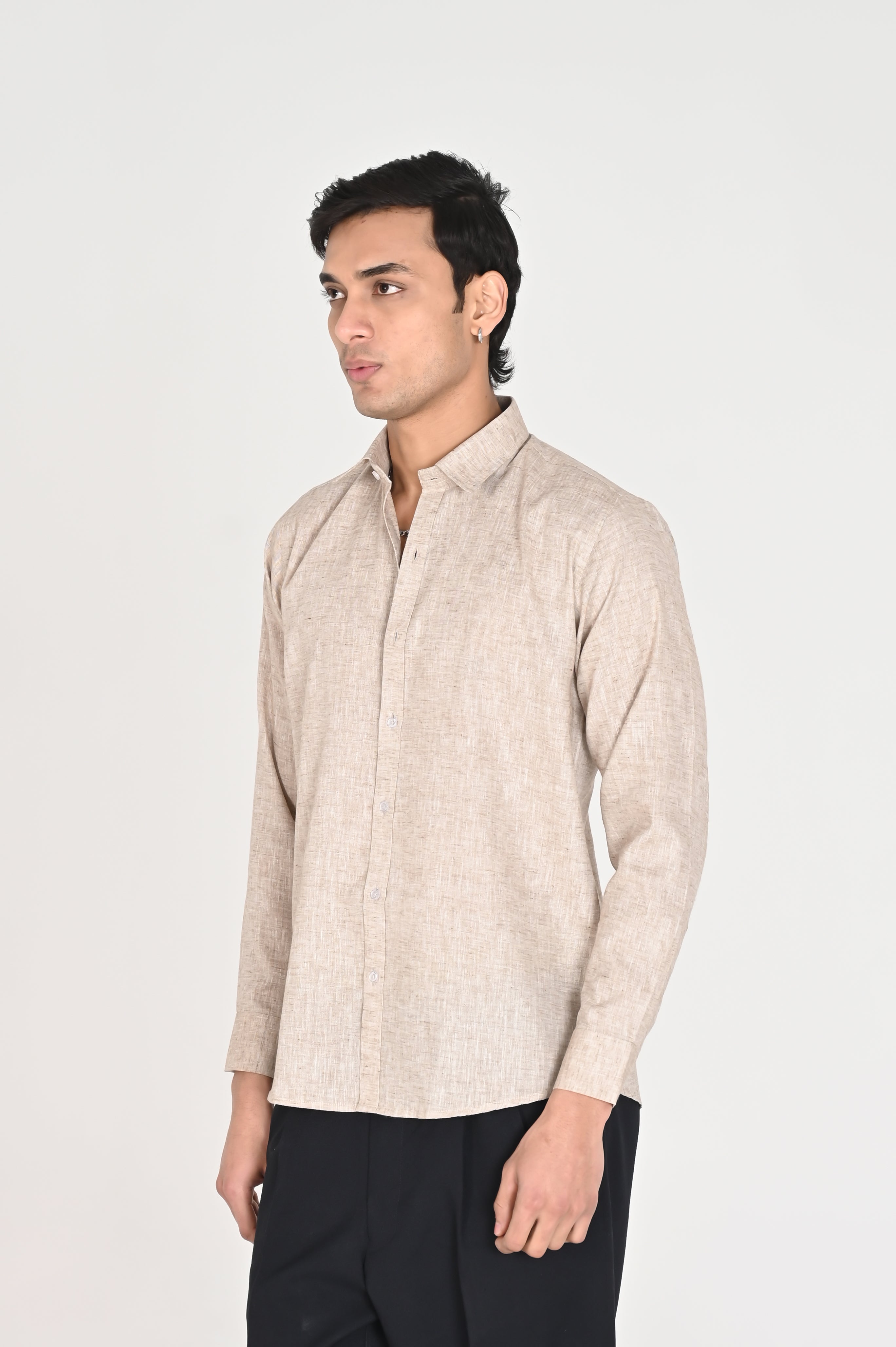 Men’s Stone Beige Linen Cotton Shirt