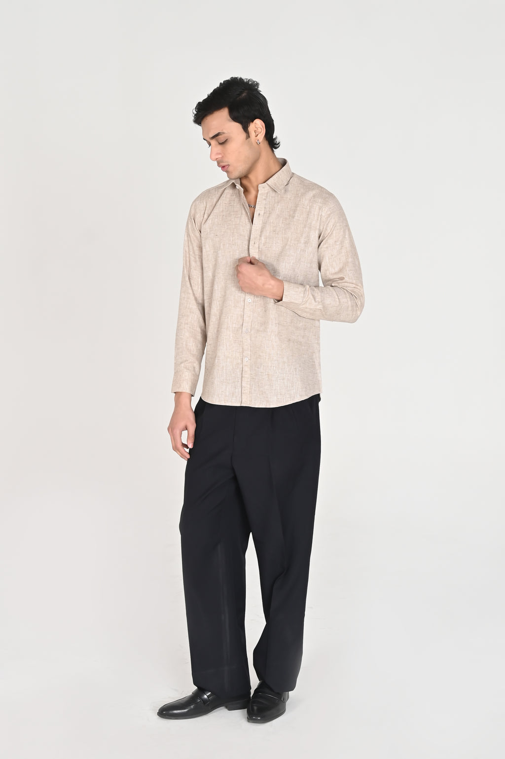 Men’s Stone Beige Linen Cotton Shirt