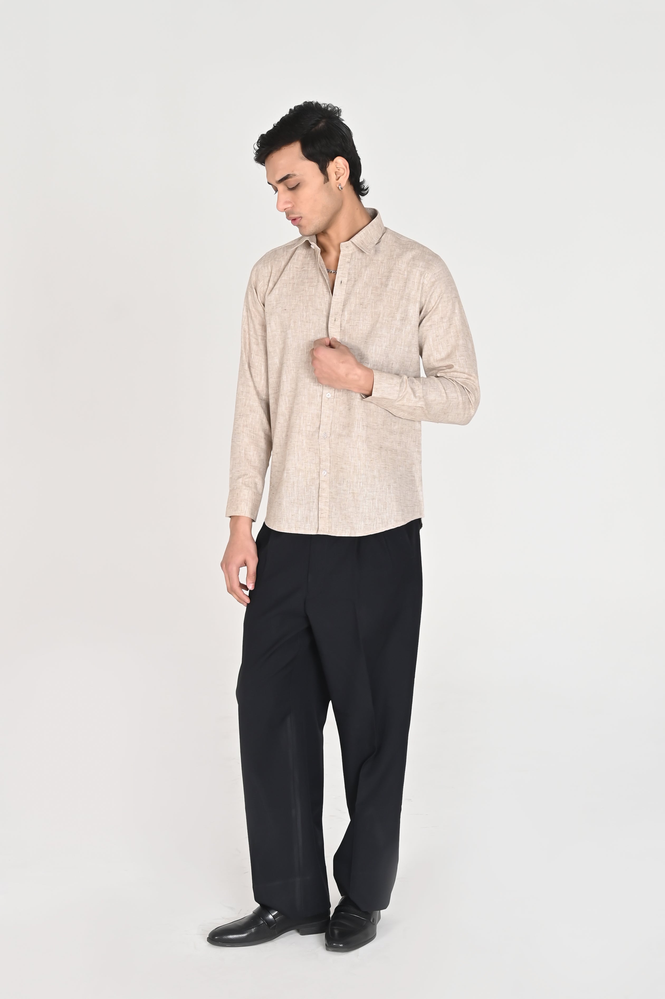 Men’s Stone Beige Linen Cotton Shirt