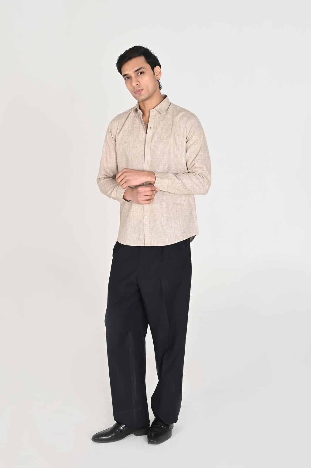 Men’s Stone Beige Linen Cotton Shirt