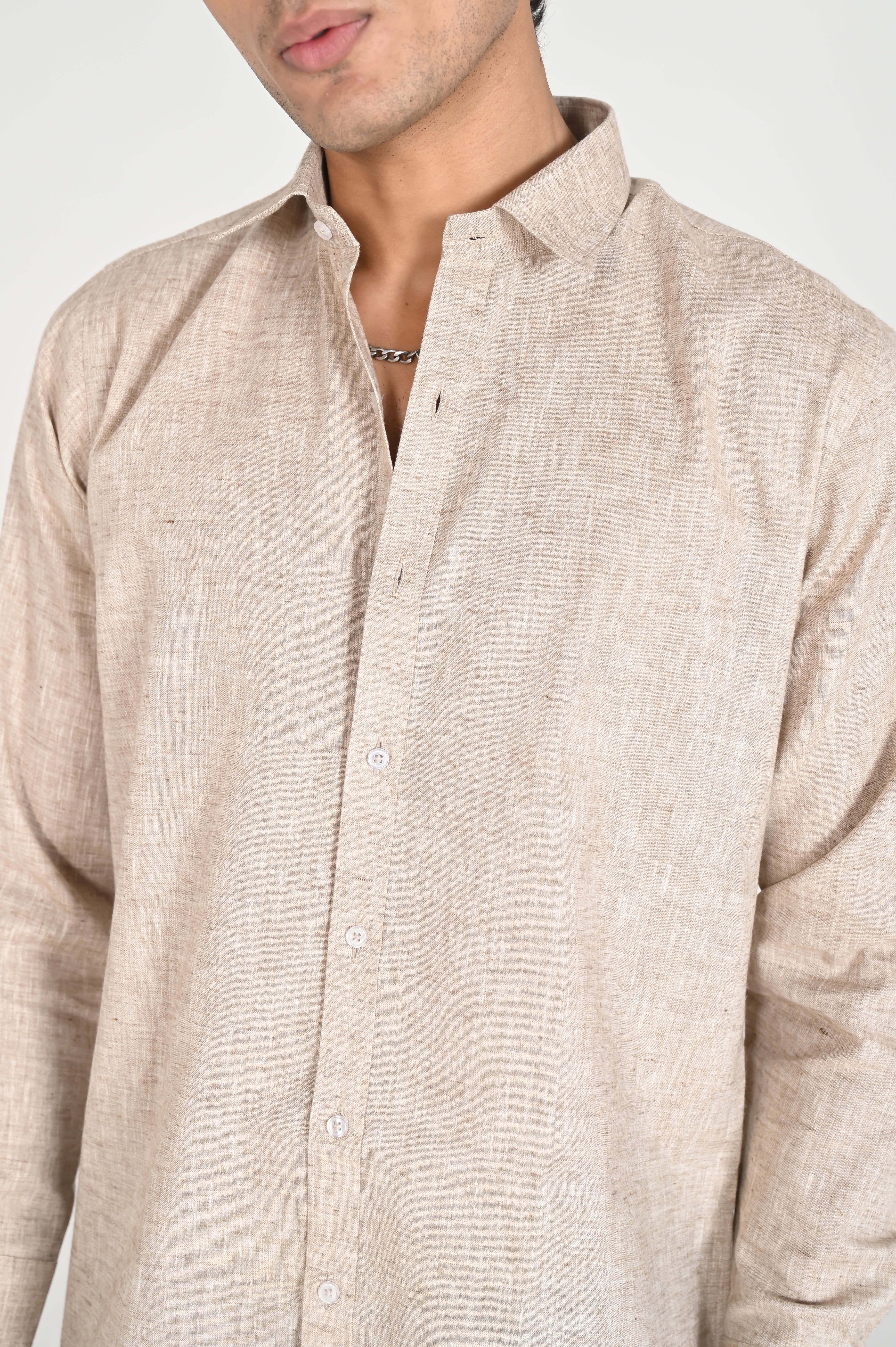 Men’s Stone Beige Linen Cotton Shirt