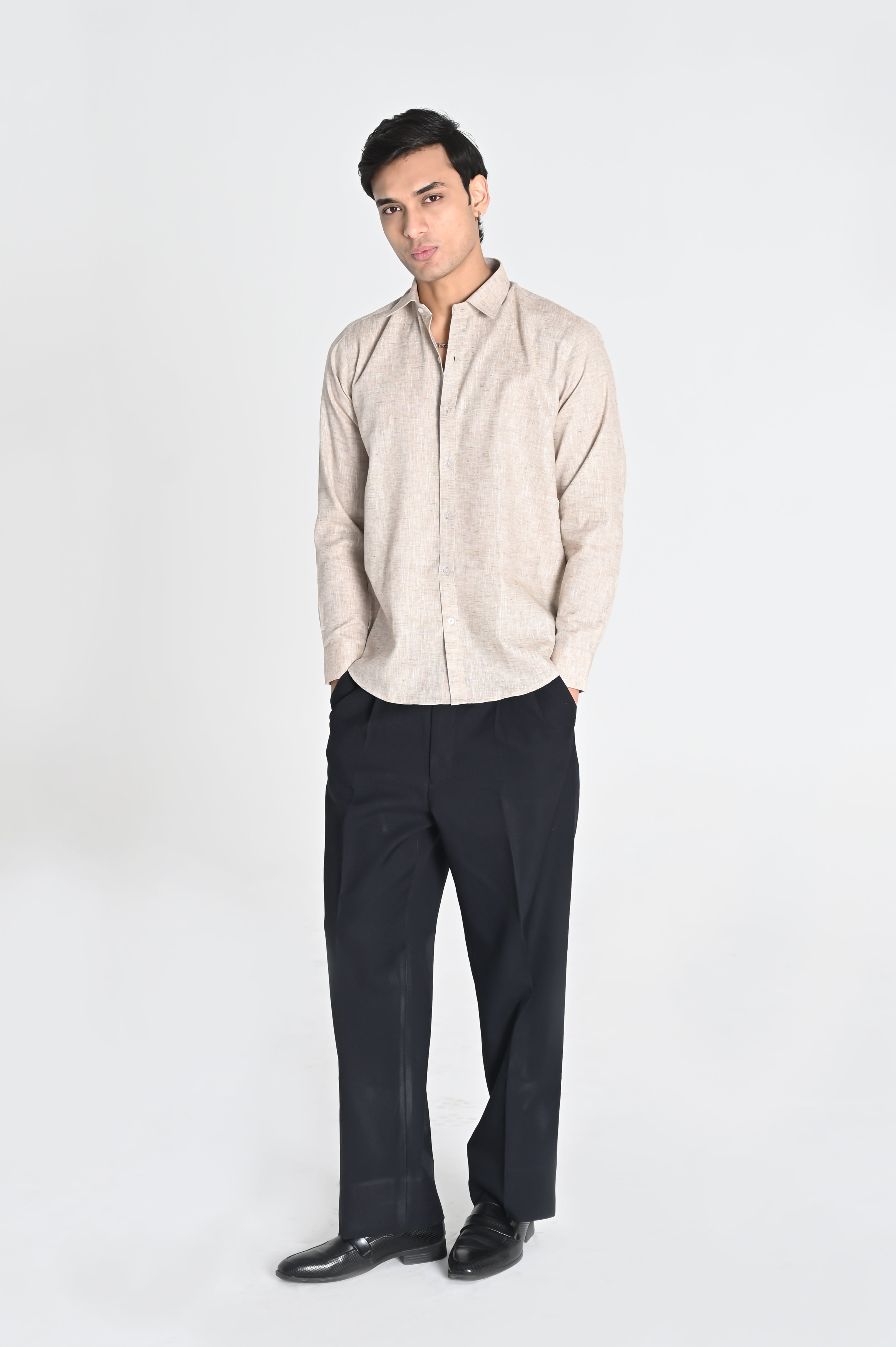 Men’s Stone Beige Linen Cotton Shirt